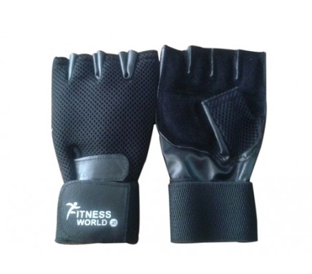 Leather Gym Gloves Along With Wrist Support  / Net Support